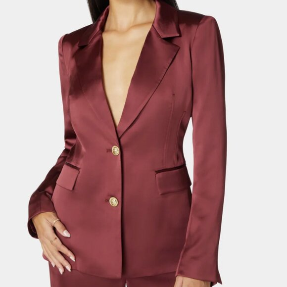 Bebe Tailored Satin Blazer sz 6 New Women Suit Jacket Business Work astro dust - Picture 1 of 12